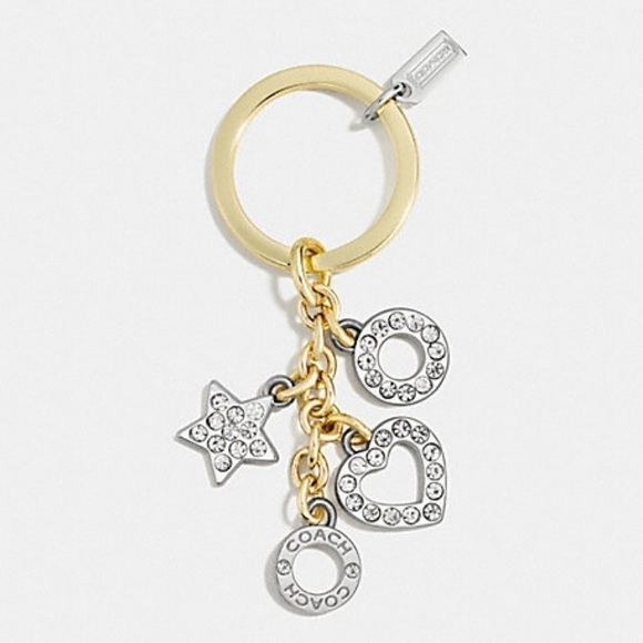 COACH OPEN HEART KEY RING CHAIN LETTERS C O A C H CHARM - Picture 3 of 4